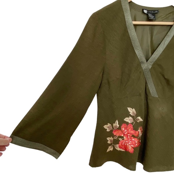 Vintage Carole Little Embroidered Silk Tunic Top - Picture 3 of 10